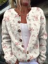 Evanthea™ | Vintage Floral Print Cardigan Sweater