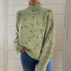Delia | Embroidered Floral Turtleneck Sweater