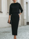 Sloane | Boat Neck Midi Skirt Set