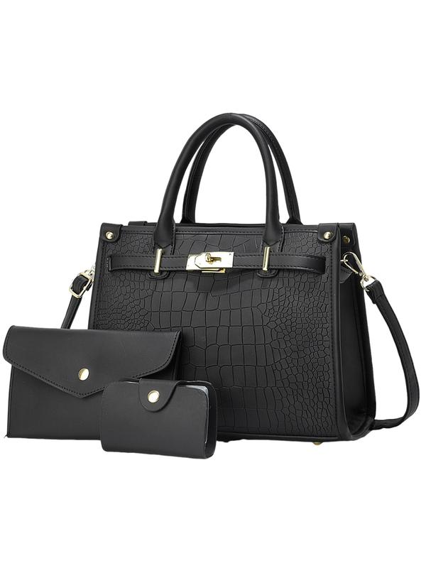 Nadine – Crocodile Embossed Large Capacity Crossbody Handbag Set