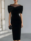 Regina ❘ Black Velvet Midi Dress with Dramatic Bow
