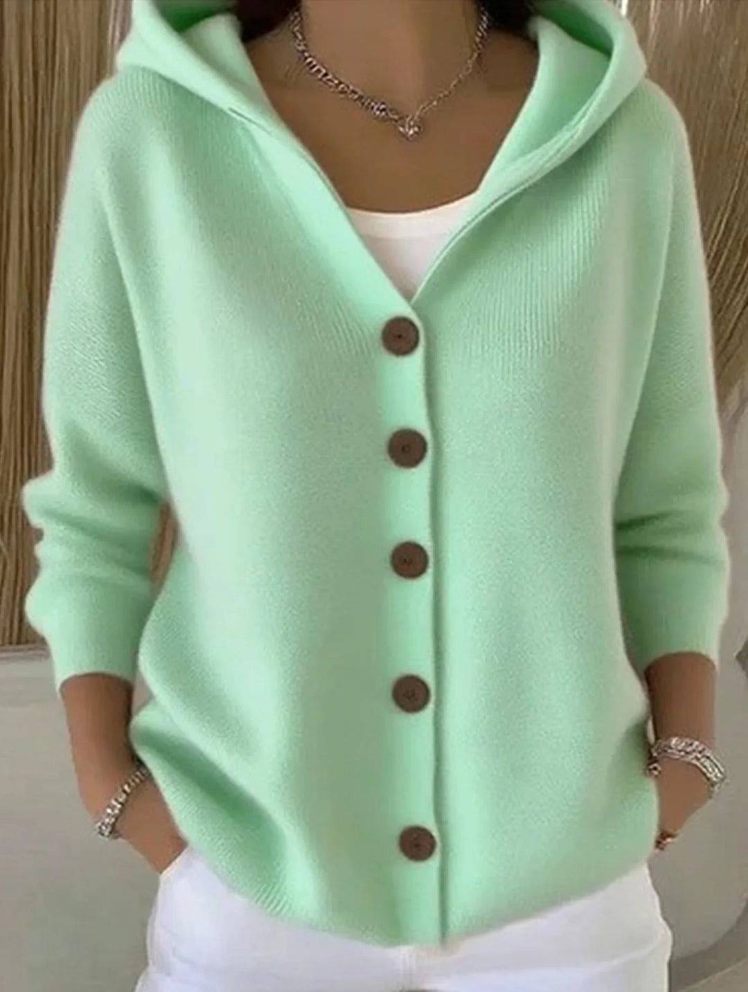 Harriet Elegant Button Hooded Sweater