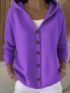 Mary Elegant Button Hooded Cardigan