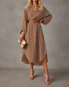 Sienna | Belted Striped Midi Shirt Dress