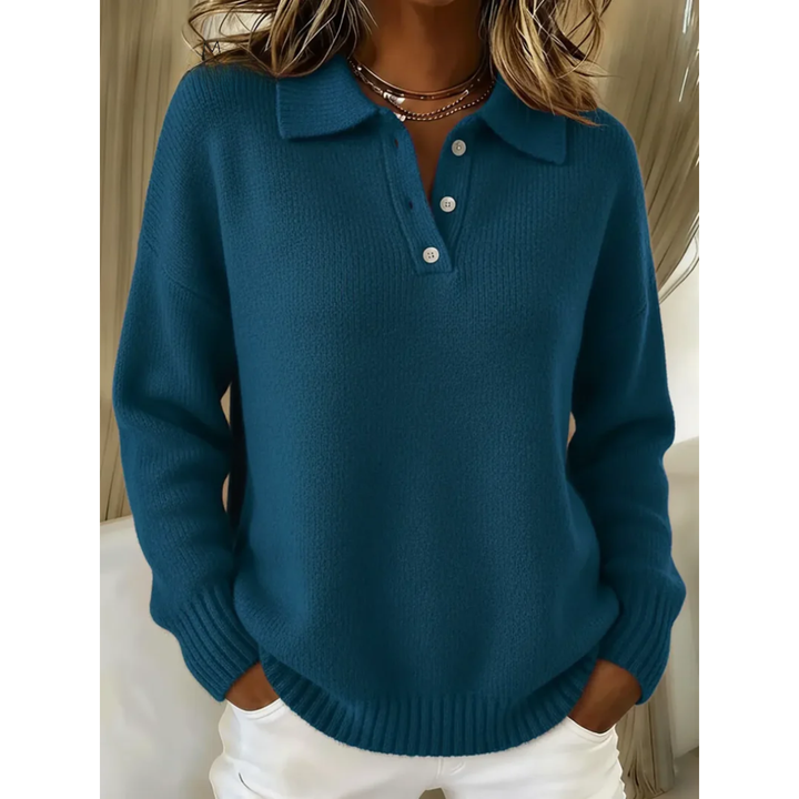 Janelle | Soft Knit Polo Sweater