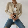 Cropped Cable Knit Cardigan - Button Front Knit Sweater
