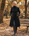 Women's Longline Winter Trench Coat — Belted Insulated Long-Sleeve Overcoat