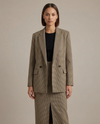 Chic Plaid Blazer Jacket – Vintage Double Breasted Design for Versatile Layering