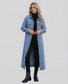 Women’s Oversized Long Denim Coat with Button-Down Front and Classic Collar