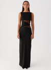 Liora| Figure-flattering maxi dress with subtle cutouts and lacing
