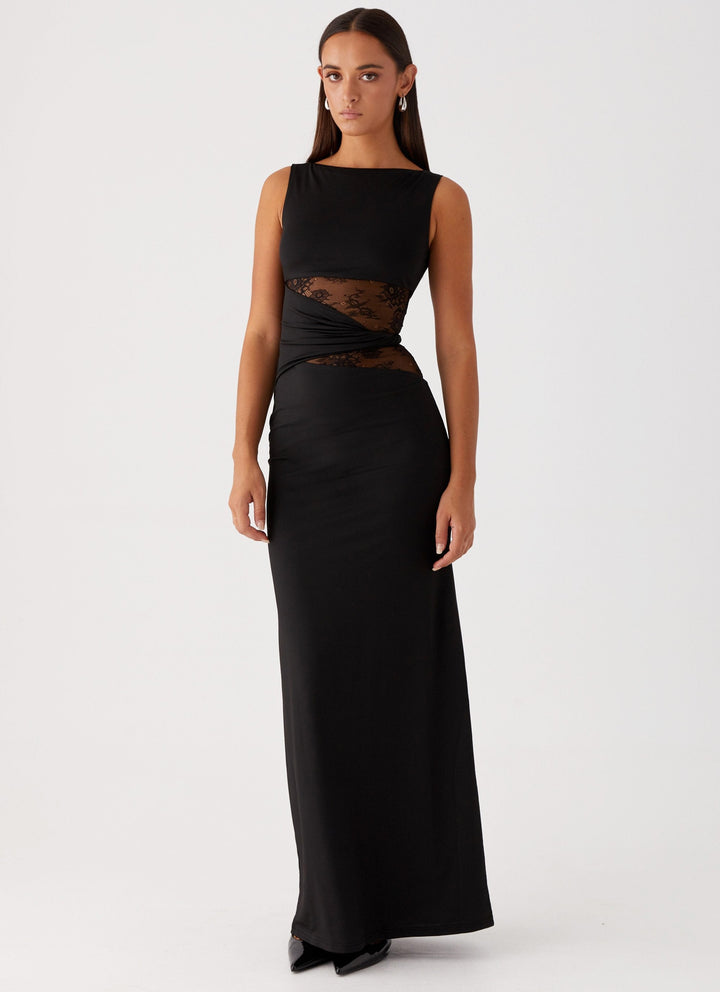 Liora| Figure-flattering maxi dress with subtle cutouts and lacing