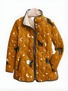 Maya | Black Quilted Jacket with Cat Pattern