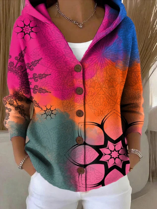 Adelaide Elegant Button Hooded Sweater