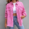 Women's Vintage-Inspired Distressed Denim Jacket — Frayed Relaxed-Fit Trucker Jacket