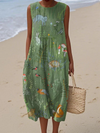 Maria - Sleeveless Dress with Pocket and Vintage Forest Animal Print