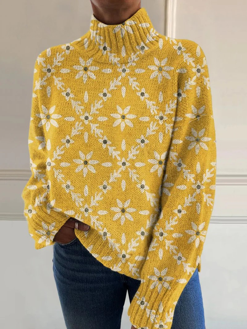 Ingeborg | Floral Mockneck Sweater