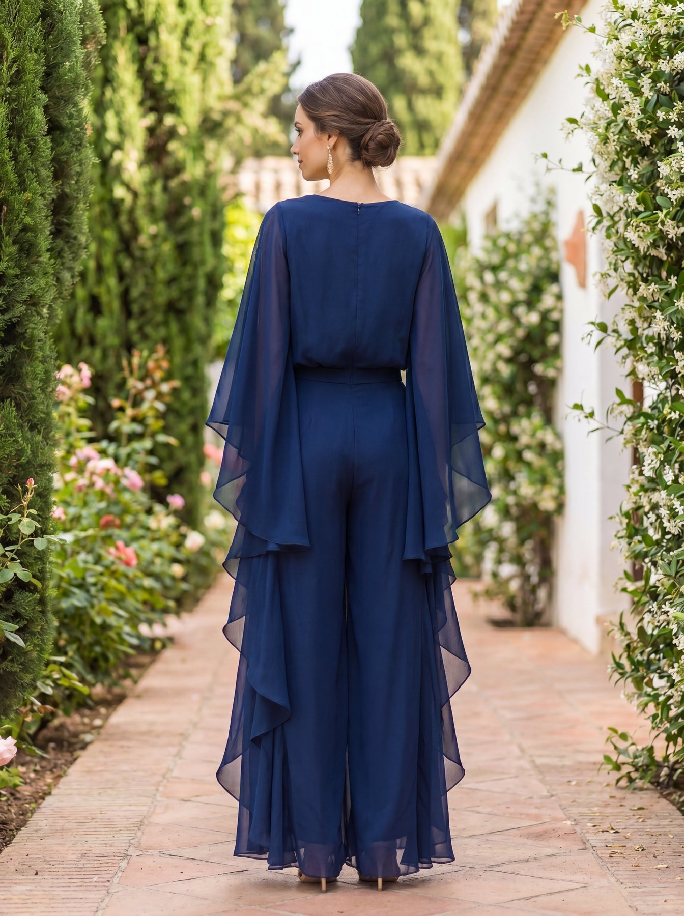 Lenorah Cape-Sleeve Chiffon Two-Piece Set – The Harrington Family Palm ...