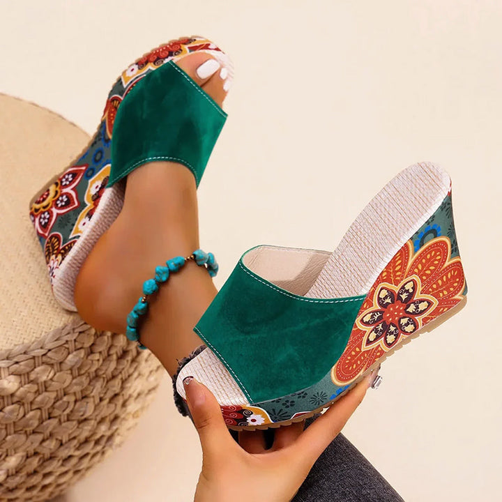 Nova Rossi Velvet Boho Wedge Sandals