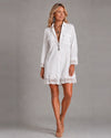 Bohemian Eyelet Hem Resort White Shirt Mini Dress
