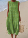 SANNE | Summer Midi Dress with Embroidery and Hidden Pockets