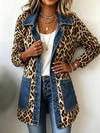 Fablenne™ | Leopard Print Denim Panel Contrast Longline Jacket