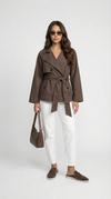 Women's Belted Double-Breasted Brown Trench Coat